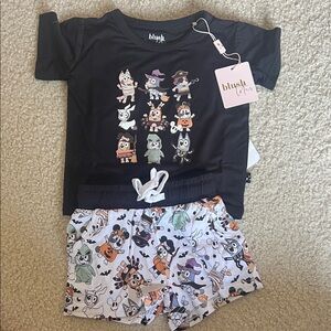 Blush Lotus Bluey Halloween short set